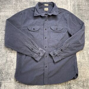 J Crew Shirt Mens Large Evening Shadow Blue Garment Dyed Corduroy Workshirt